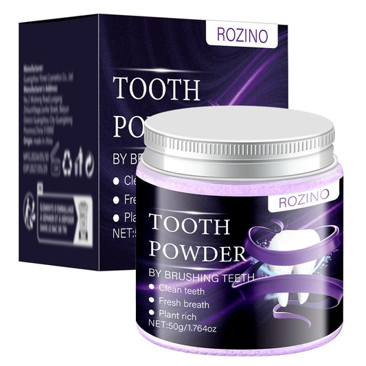 ROZINO Purple Teeth Whitening Powder with Hydroxyapatite for Stain Removal & Color Correction 50G Toothpaste Booster for Enhanced Oral Hygiene